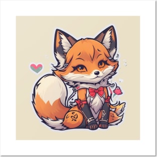 cute foxy girl with heart Posters and Art